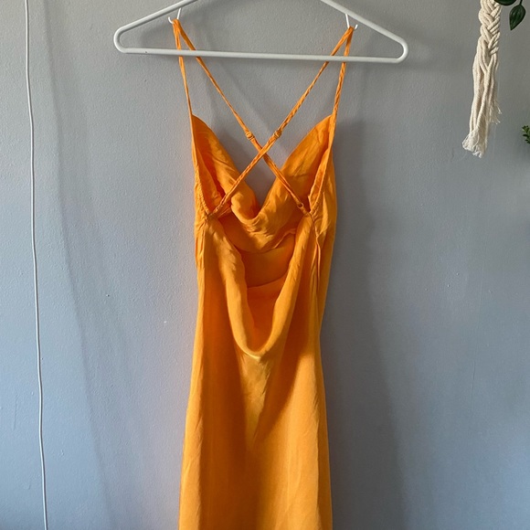 Silk neon orange H&M dress in a size small - Picture 2 of 3